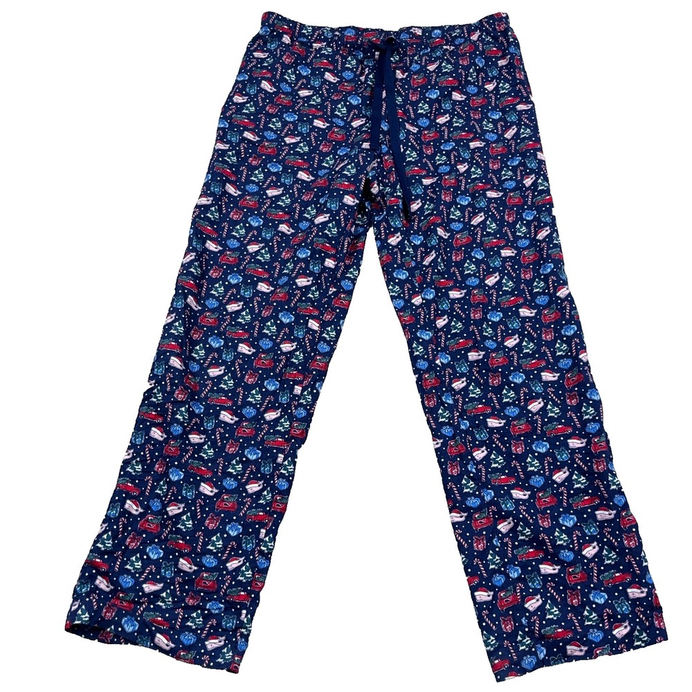Vineyard Vines Christmas Pajamas Men Small Navy Blue Santa Whales Adult